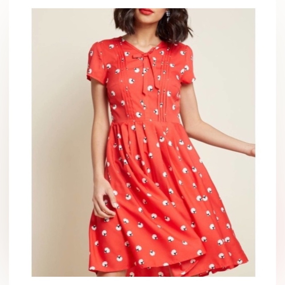 Modcloth Red Sheep-Print Dress
